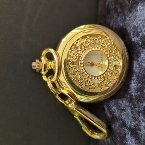 Vintage Style Joy and Iman Gold Toned Metal Clip Pocket Watch -  UNTESTED